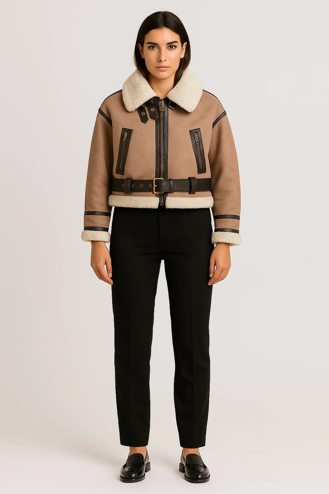 Kurze Jacke | Gerader Schnitt mit Gürtel | Zeitlose Eleganz