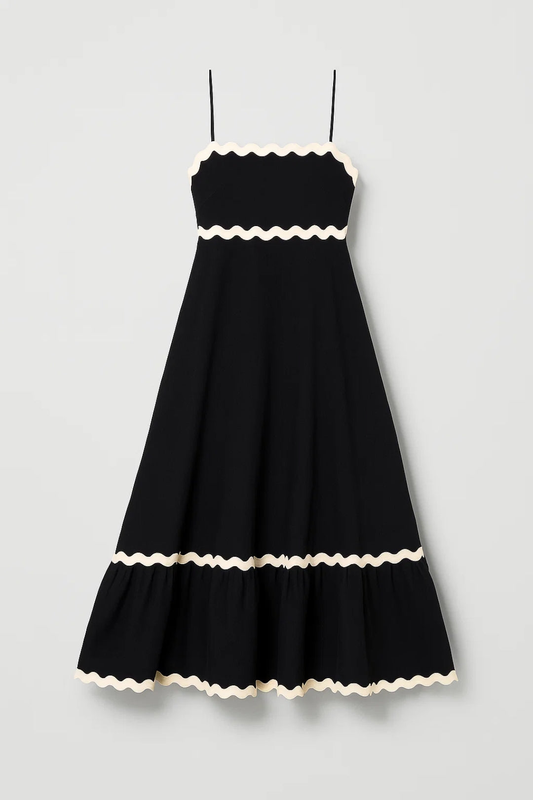 Maxi Kleid | Spaghettiträger mit Zierborten | Verspielte Eleganz