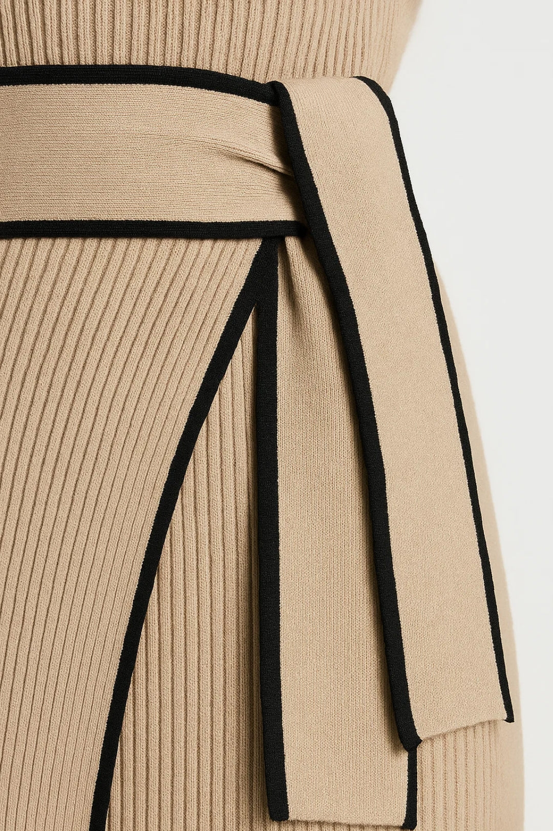 Midi Kleid | Langarm mit Bindegürtel | Klassische Raffinesse