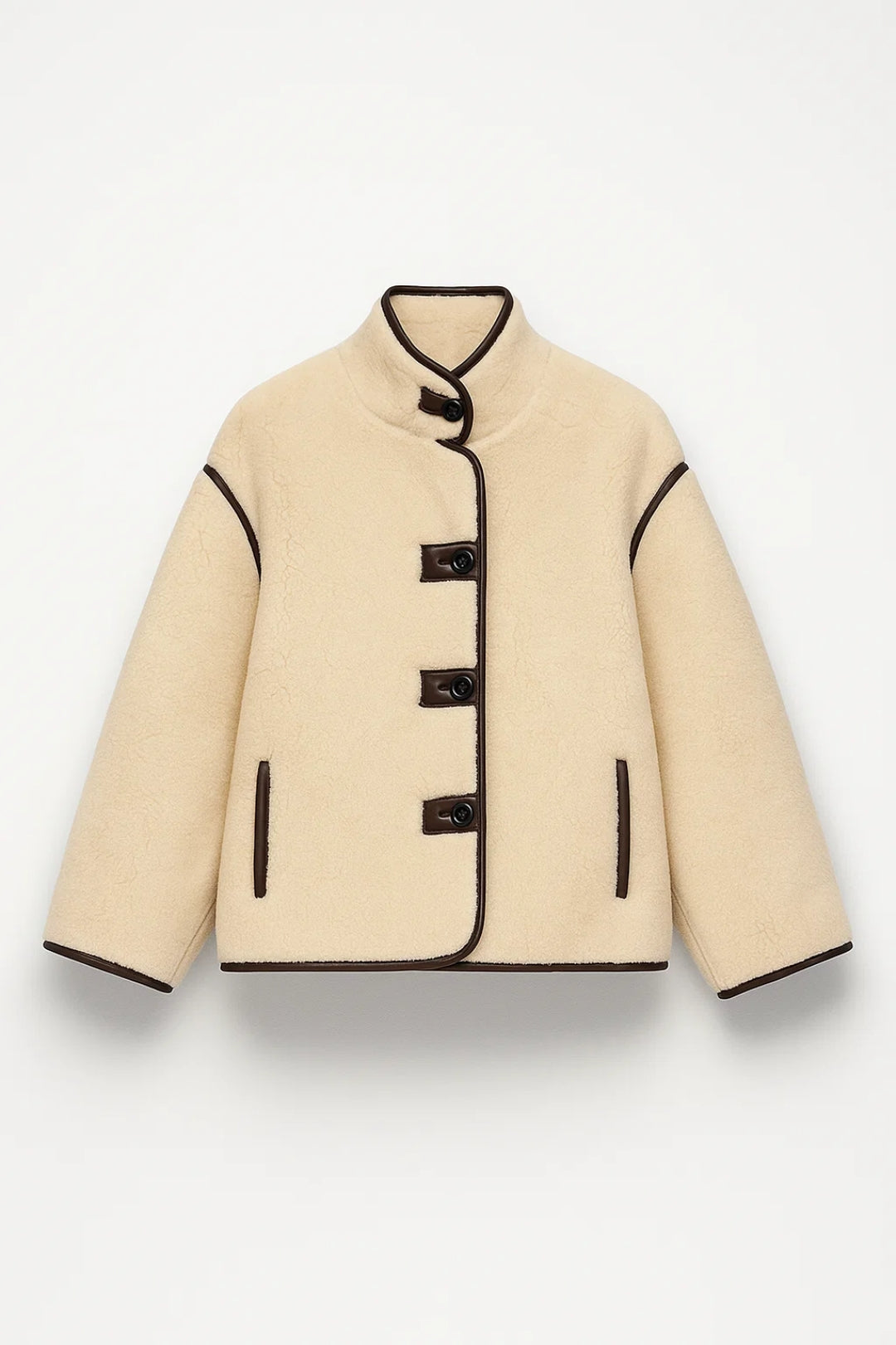 Kurze Jacke | Stehkragen mit Kontrastdetails | Klassische Eleganz