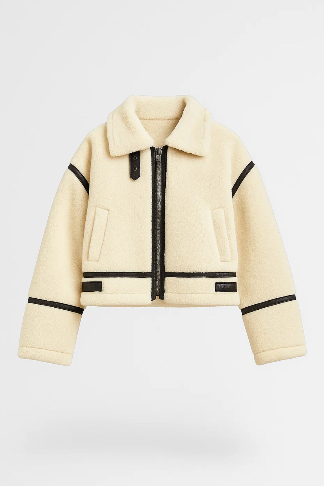 Kurzjacke | Creme mit Kontrastdetails | Warm und Stylisch