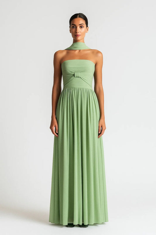 Abendkleid Lang | Trägerloses Design mit Drapierung | Elegant und Fliessend