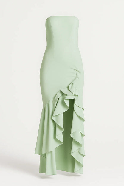 Abendkleid | Schulterfrei mit Volants | Eleganter Auftritt