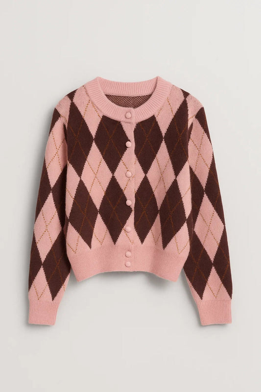 Cardigan | Rautenmuster | Verspielte Eleganz