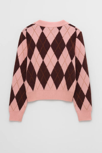 Cardigan | Rautenmuster | Verspielte Eleganz