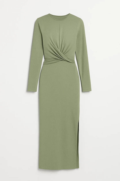 Etui Kleid | Langarm mit Drapierung | Klassische Eleganz