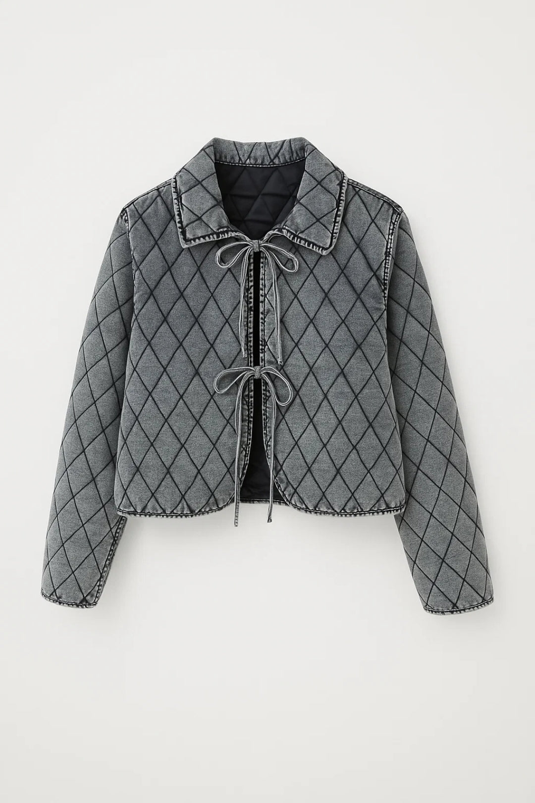 Gesteppte Jacke | Kragen mit Schleifendetail | Verspielte Eleganz