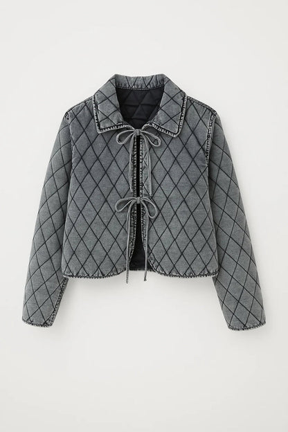 Gesteppte Jacke | Kragen mit Schleifendetail | Verspielte Eleganz