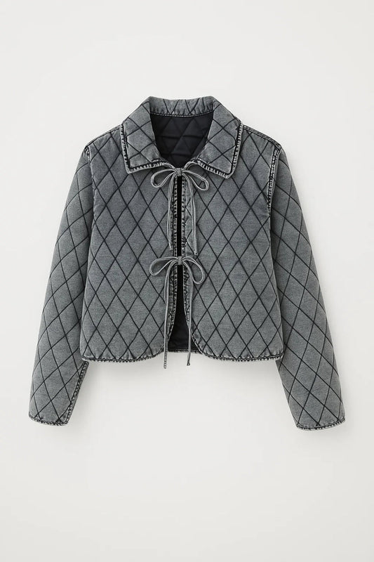 Gesteppte Jacke | Kragen mit Schleifendetail | Verspielte Eleganz