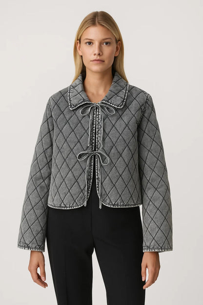 Gesteppte Jacke | Kragen mit Schleifendetail | Verspielte Eleganz