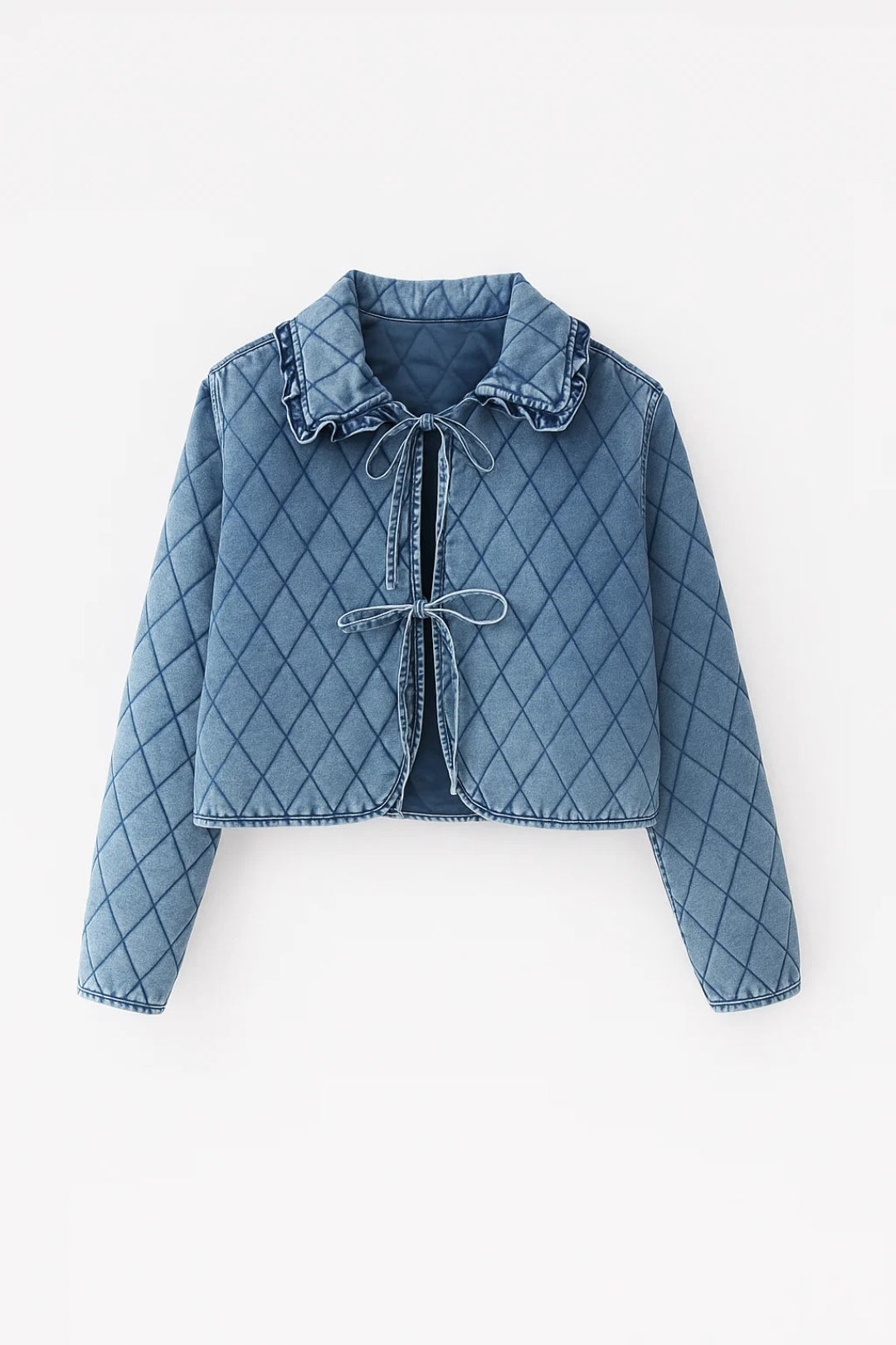 Gesteppte Jacke | Kragen mit Schleifendetail | Verspielte Eleganz