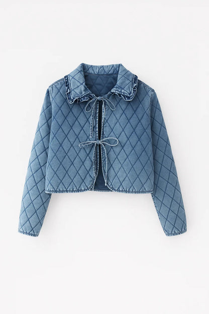 Gesteppte Jacke | Kragen mit Schleifendetail | Verspielte Eleganz