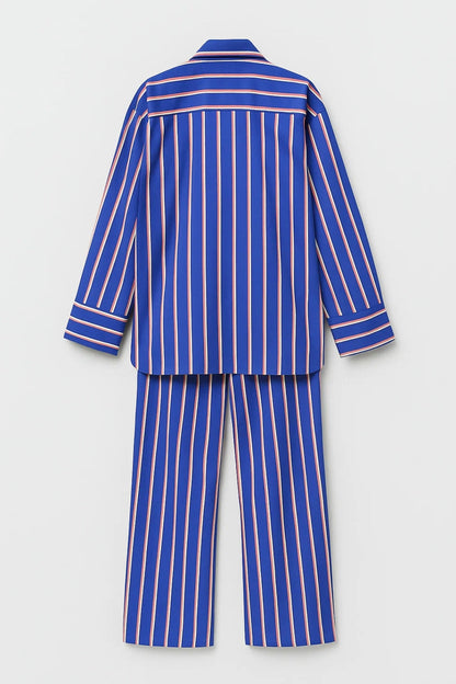 Gestreifte Zweiteilige Set | Weiter Schnitt mit Hemdkragen | Moderner Auftritt