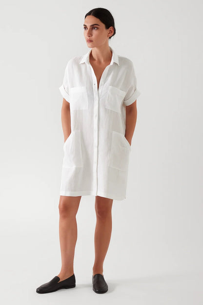 Hemd Kleid | Kurzarm mit Knopfleiste | Lässige Schlichtheit