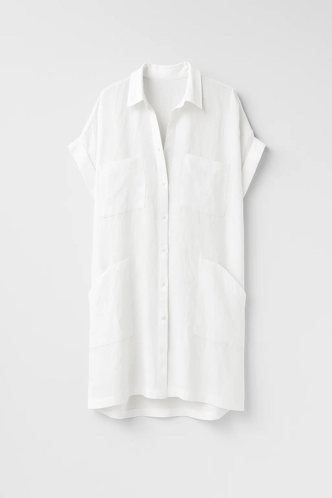 Hemd Kleid | Kurzarm mit Knopfleiste | Lässige Schlichtheit