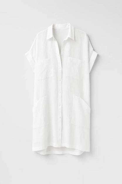 Hemd Kleid | Kurzarm mit Knopfleiste | Lässige Schlichtheit