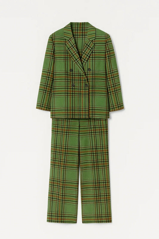 Kariertes Set | Weiter Schnitt mit Blazer | Ausdrucksstarke Eleganz