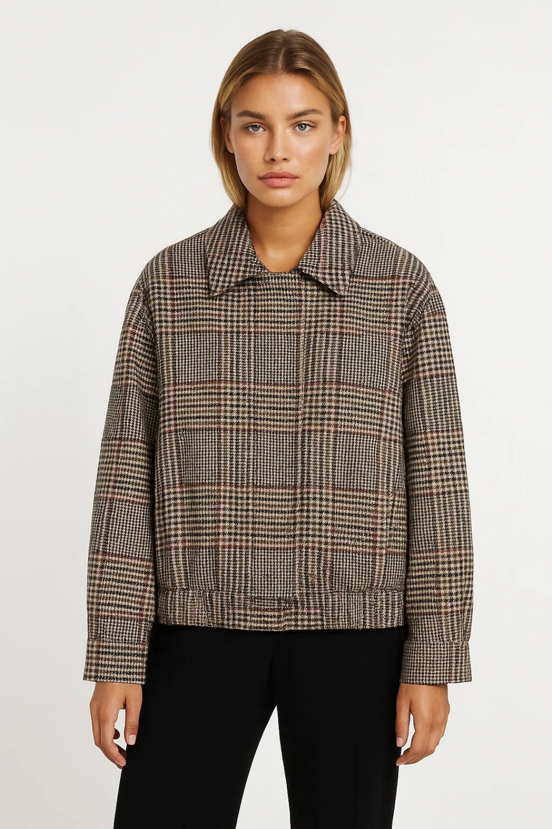 Karo-Jacke | Gerader Schnitt mit Kragen | Klassische Eleganz