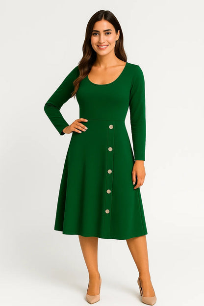 Kleid | Langarm mit Knopfleiste | Klassische Schlichtheit