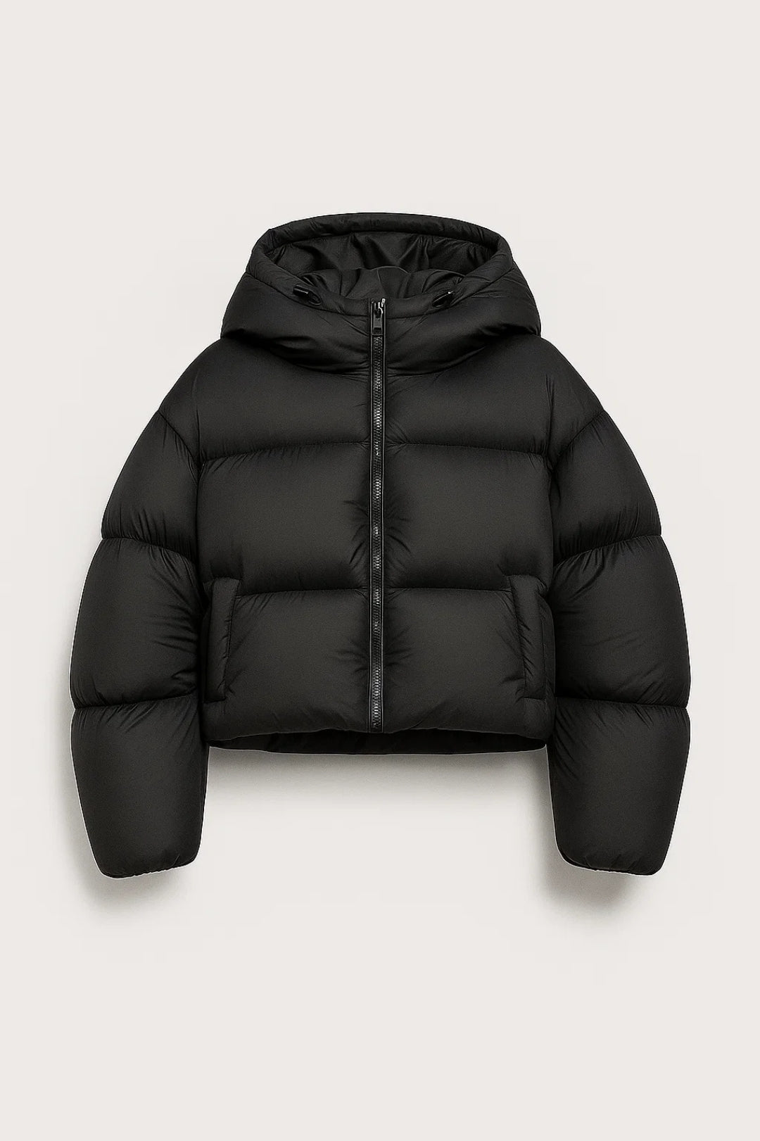 Kurze Daunenjacke | Wärmendes Design mit Kapuze | Schlichte Eleganz