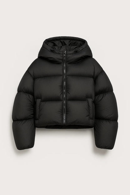 Kurze Daunenjacke | Wärmendes Design mit Kapuze | Schlichte Eleganz