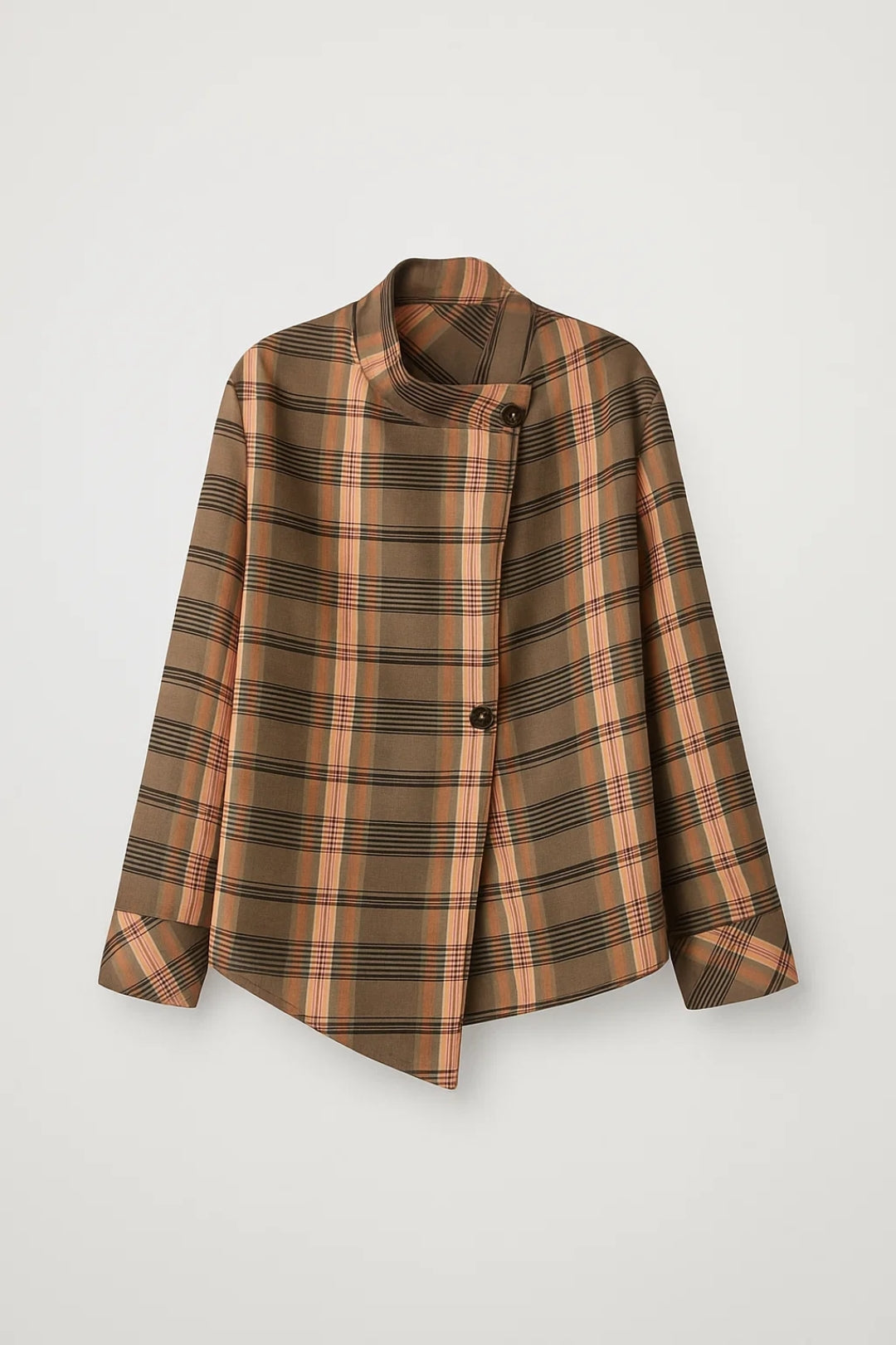 Kurze Jacke | Asymmetrischer Schnitt mit Karomuster | Stilvolle Leichtigkeit