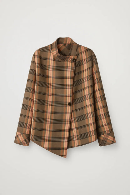 Kurze Jacke | Asymmetrischer Schnitt mit Karomuster | Stilvolle Leichtigkeit