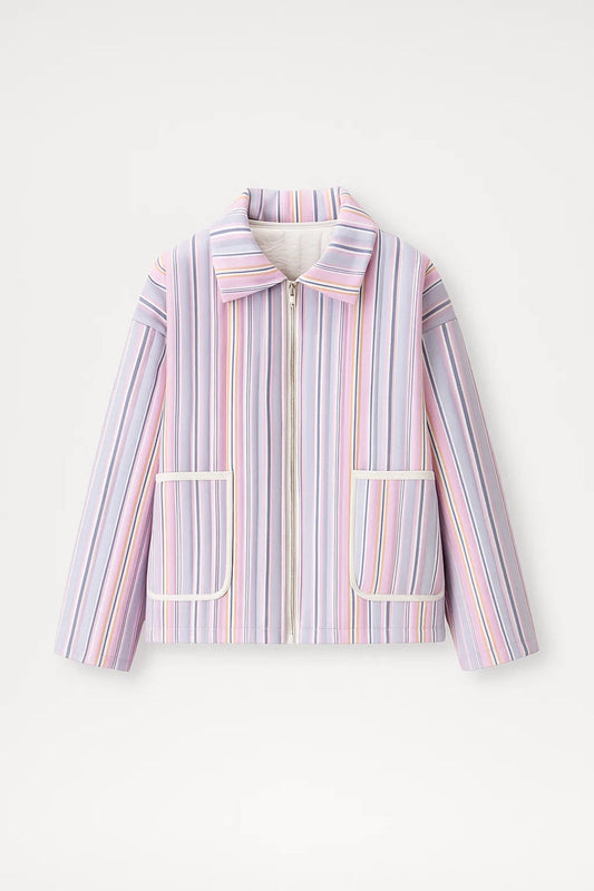 Kurze Jacke | Gestreiftes Design mit Reissverschluss | Leichte Frühlingsoptik