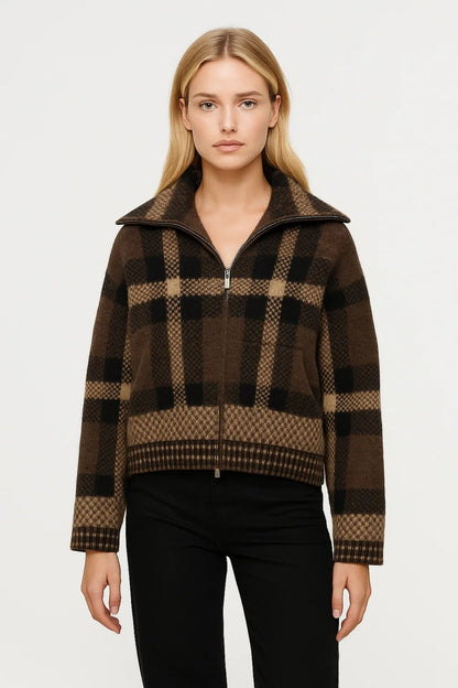 Kurze Jacke | Karomuster mit Reissverschluss | Zeitloser Stil
