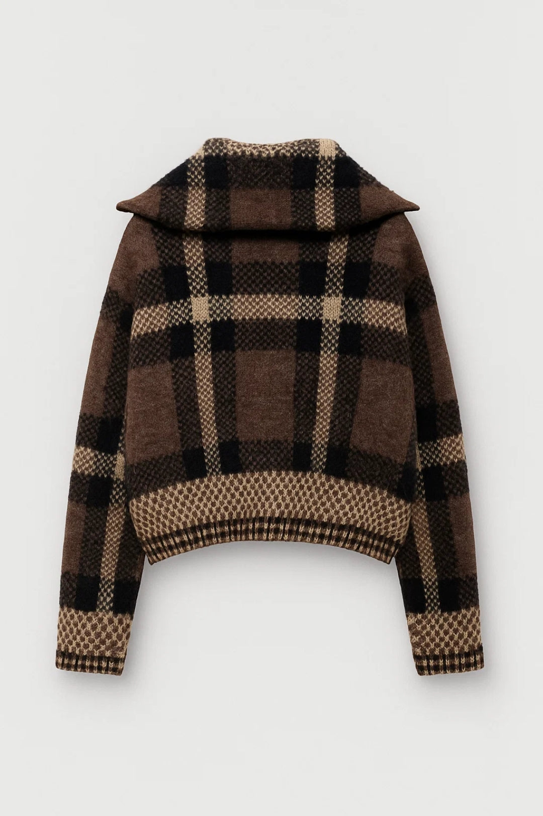 Kurze Jacke | Karomuster mit Reissverschluss | Zeitloser Stil