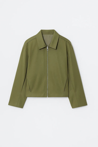 Kurze Jacke | Reissverschluss und klassischer Kragen | Schlichte Moderne