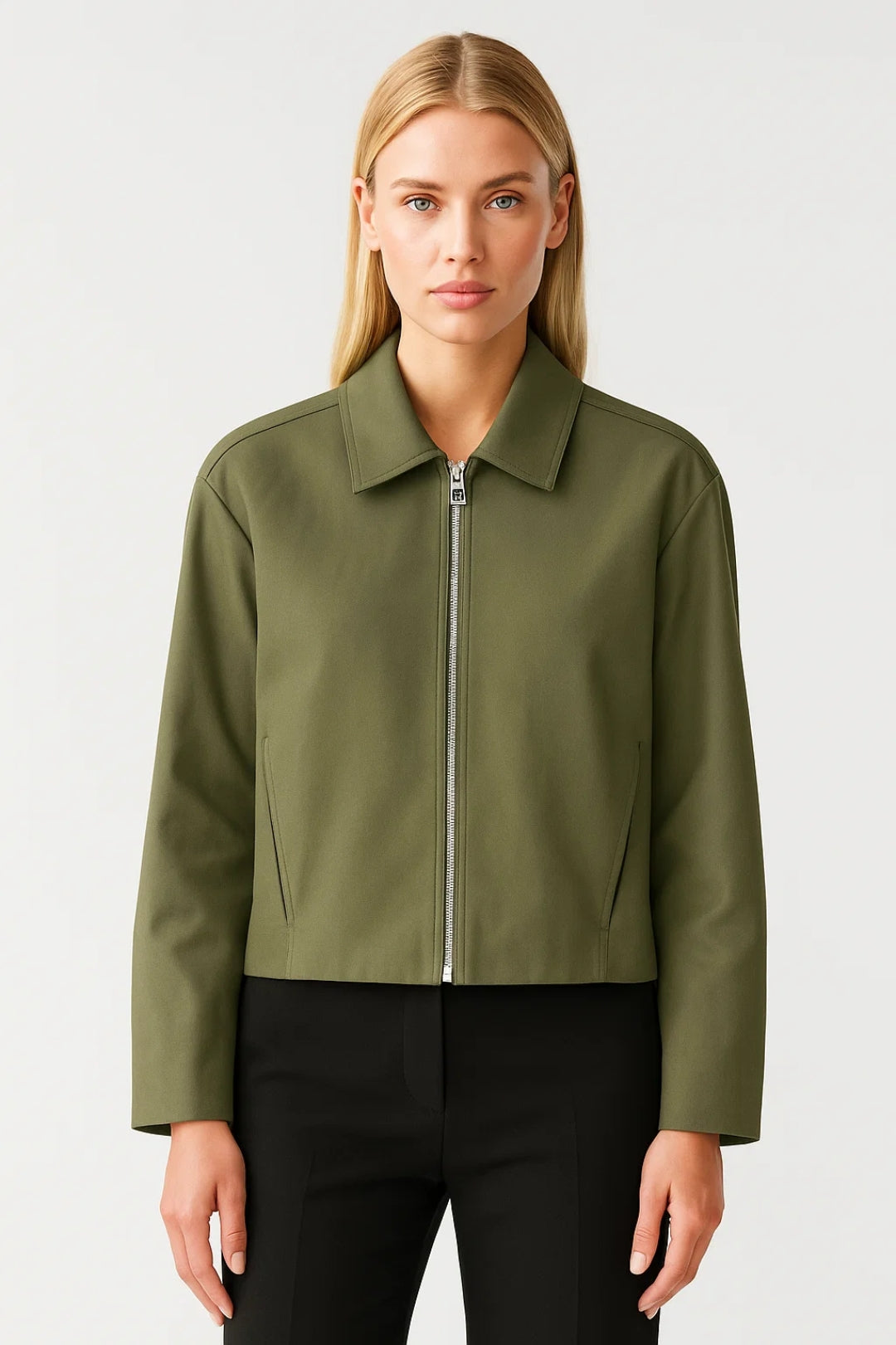 Kurze Jacke | Reissverschluss und klassischer Kragen | Schlichte Moderne