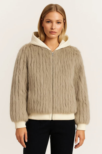 Kurze Jacke | Strukturierte Oberfläche mit Kapuze | Moderne Wärme