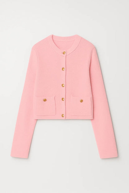 Kurze Strickjacke | Mit Knöpfen und Taschen | Zeitlose Eleganz