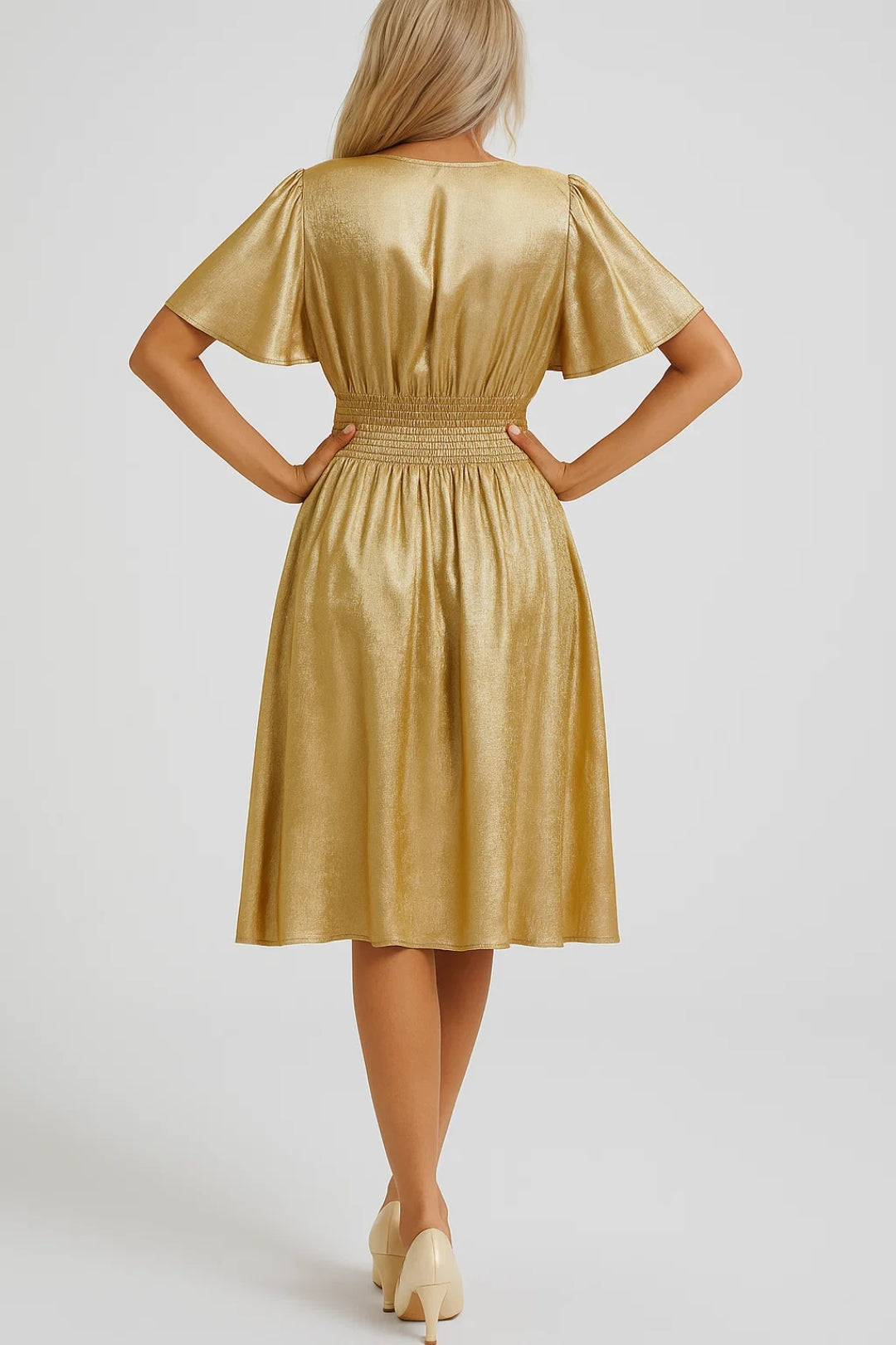 Kurzes Kleid | Wickeloptik mit weitem Rock | Festliche Eleganz