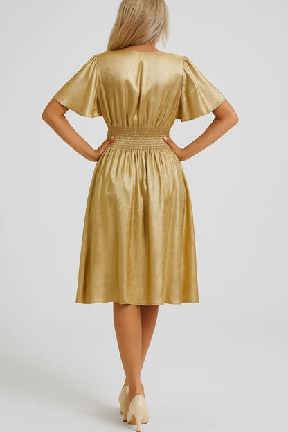 Kurzes Kleid | Wickeloptik mit weitem Rock | Festliche Eleganz