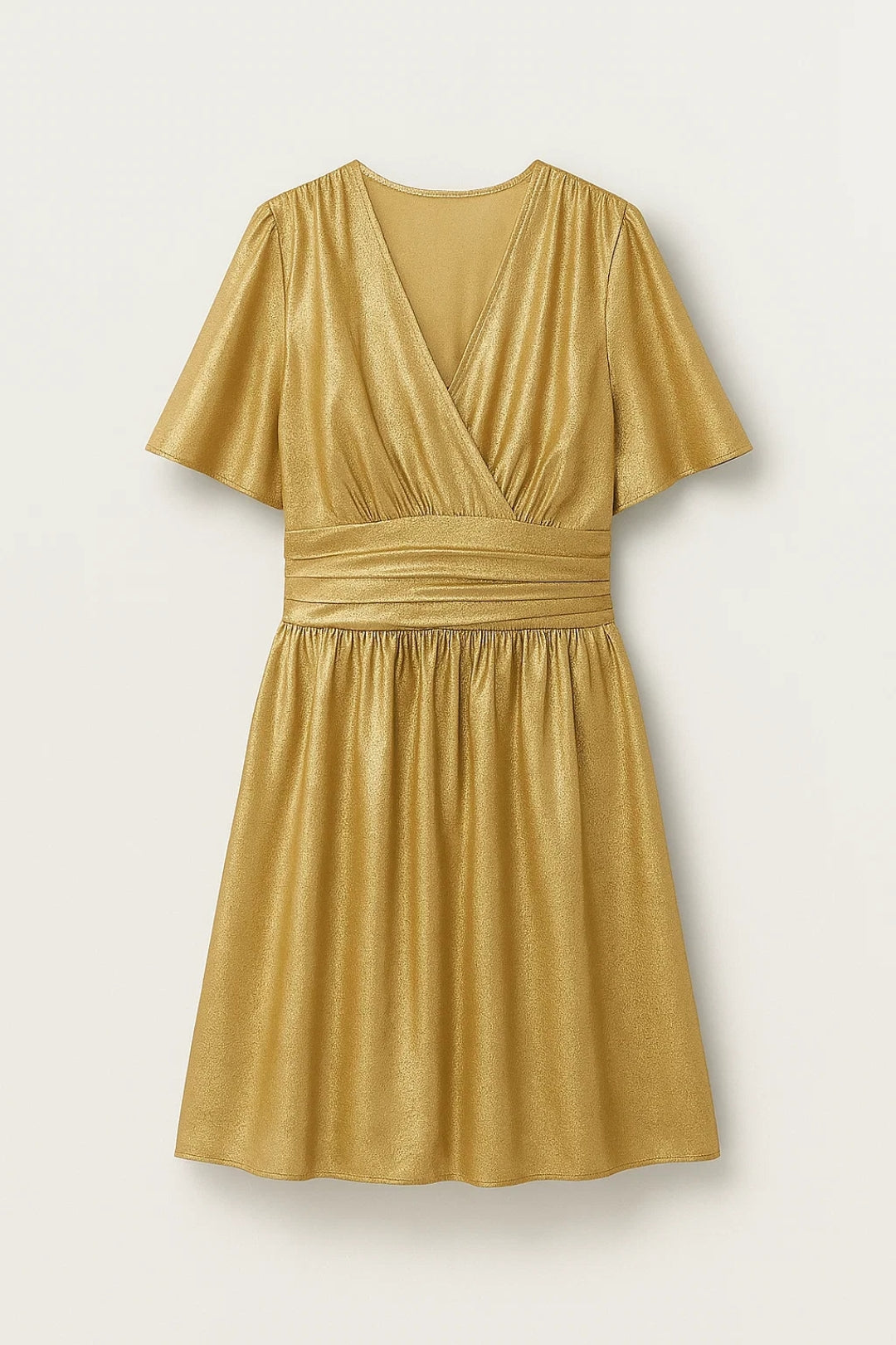 Kurzes Kleid | Wickeloptik mit weitem Rock | Festliche Eleganz