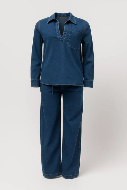 Lässiges Set | Lockerer Schnitt mit Kragen | Zeitlose Schlichtheit