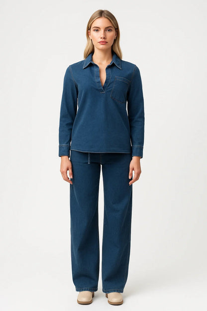 Lässiges Set | Lockerer Schnitt mit Kragen | Zeitlose Schlichtheit