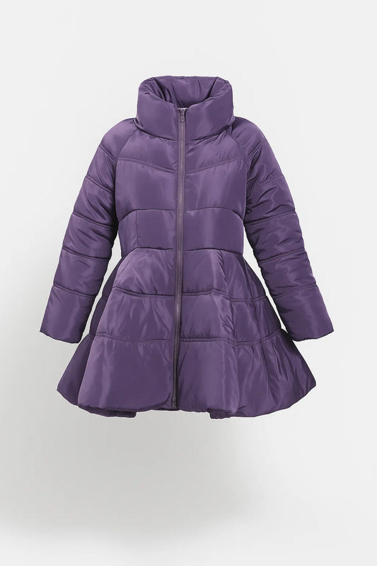 Lange Steppjacke | Hoher Kragen und ausgestellte Form | Elegante Wärme