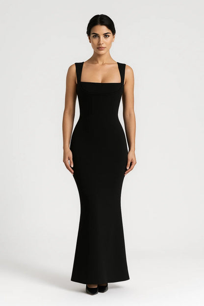 Langes Abendkleid | Figurbetont | Breite Träger