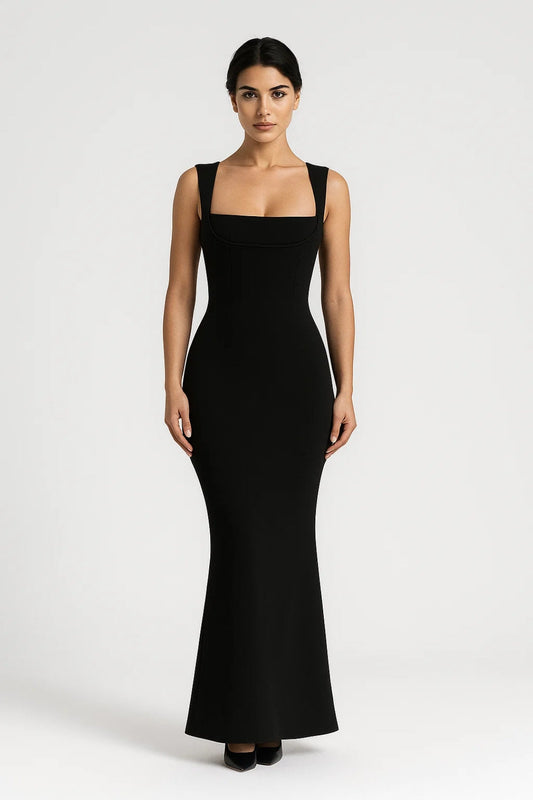 Langes Abendkleid | Figurbetont | Breite Träger