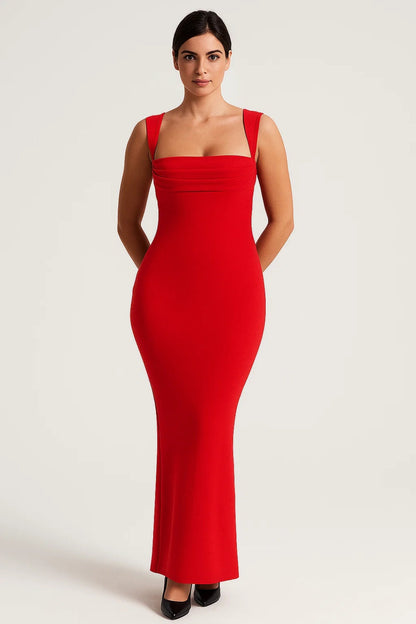 Langes Abendkleid | Figurbetont | Breite Träger