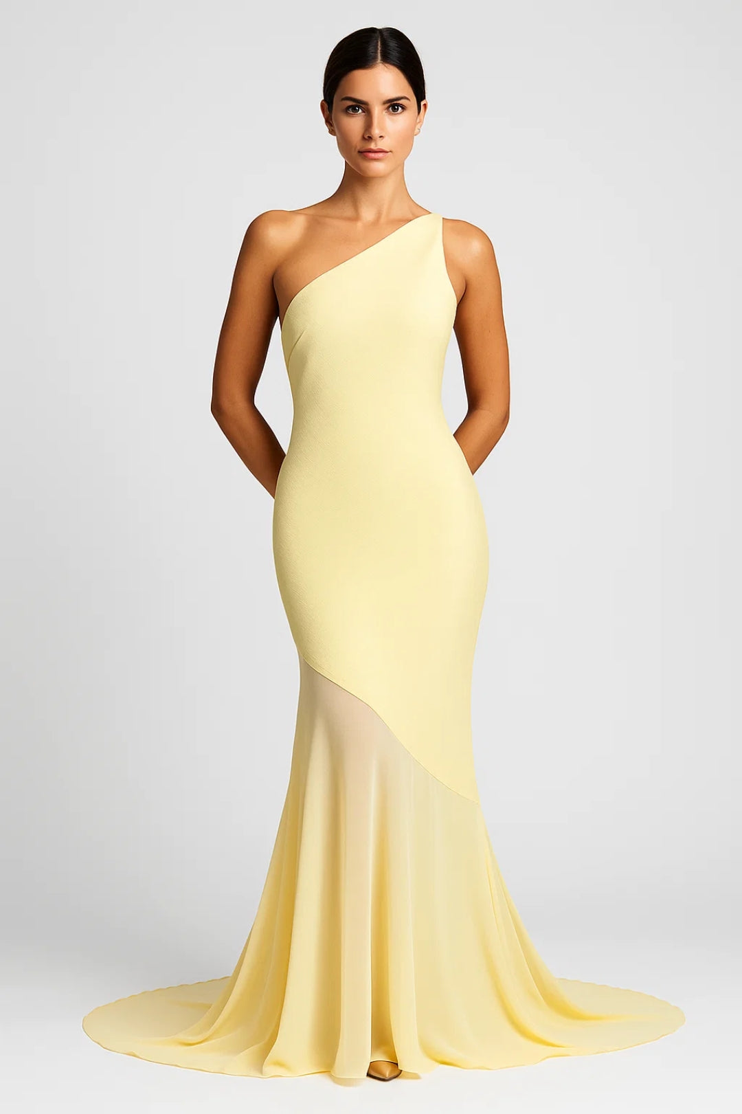 Langes Abendkleid | One-Shoulder | Fliessender Schnitt