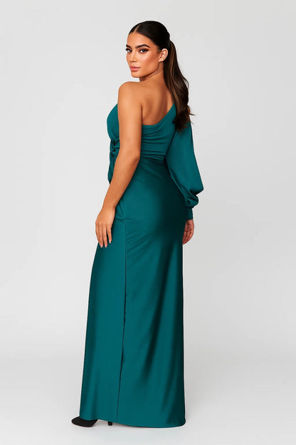 Langes Kleid | Asymmetrischer Schnitt mit Drapierung | Elegante Abendmode