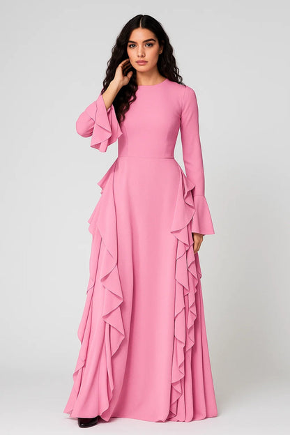 Langes Kleid | Eleganter Schnitt mit Volants | Zeitlose Raffinesse