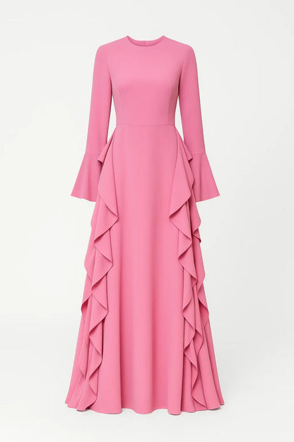 Langes Kleid | Eleganter Schnitt mit Volants | Zeitlose Raffinesse