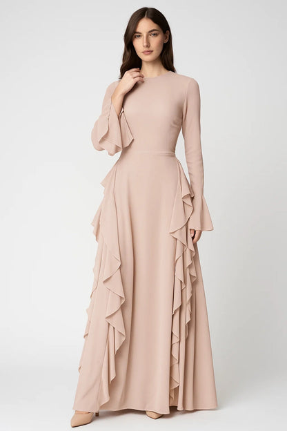 Langes Kleid | Eleganter Schnitt mit Volants | Zeitlose Raffinesse