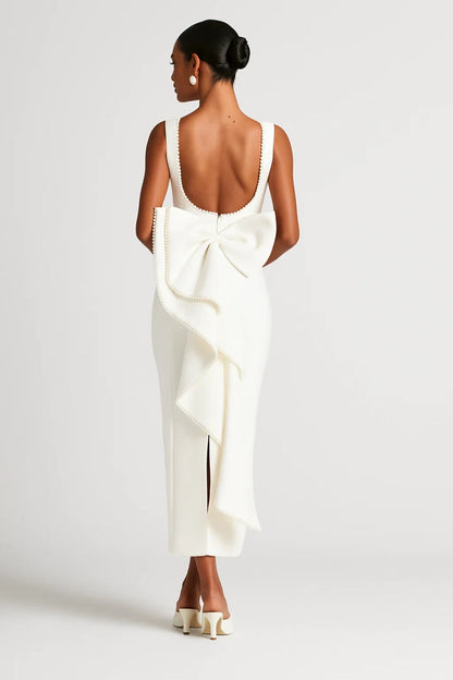 Langes Kleid | Figurbetont | Rückendetail mit Schleife