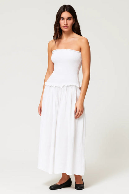 Langes Kleid | Schulterfrei | Sommerliche Leichtigkeit